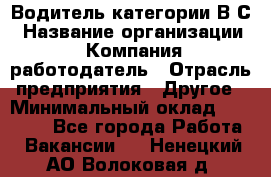 Водитель категории В.С › Название организации ­ Компания-работодатель › Отрасль предприятия ­ Другое › Минимальный оклад ­ 25 000 - Все города Работа » Вакансии   . Ненецкий АО,Волоковая д.